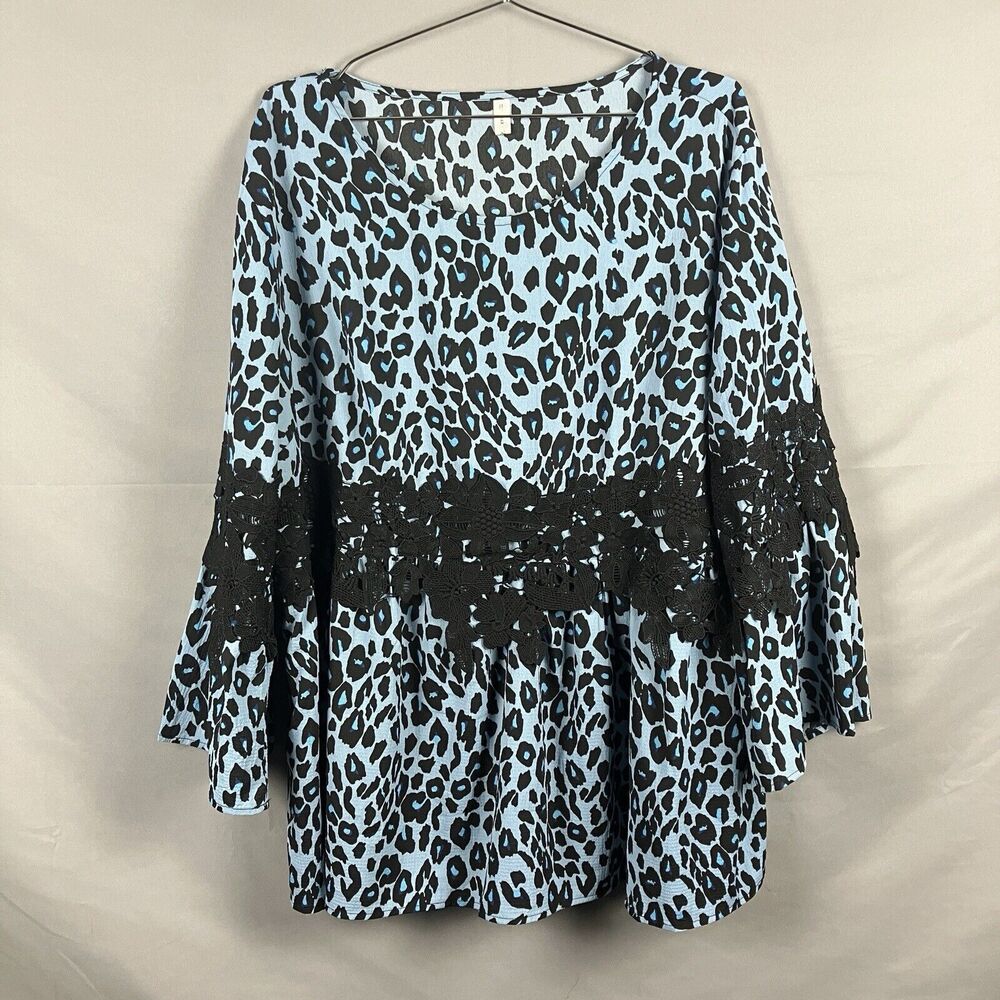 Rosegal Leopard Blouse Womens 4X Bell Animal Print Boho Chic Cottagecore Y2K
